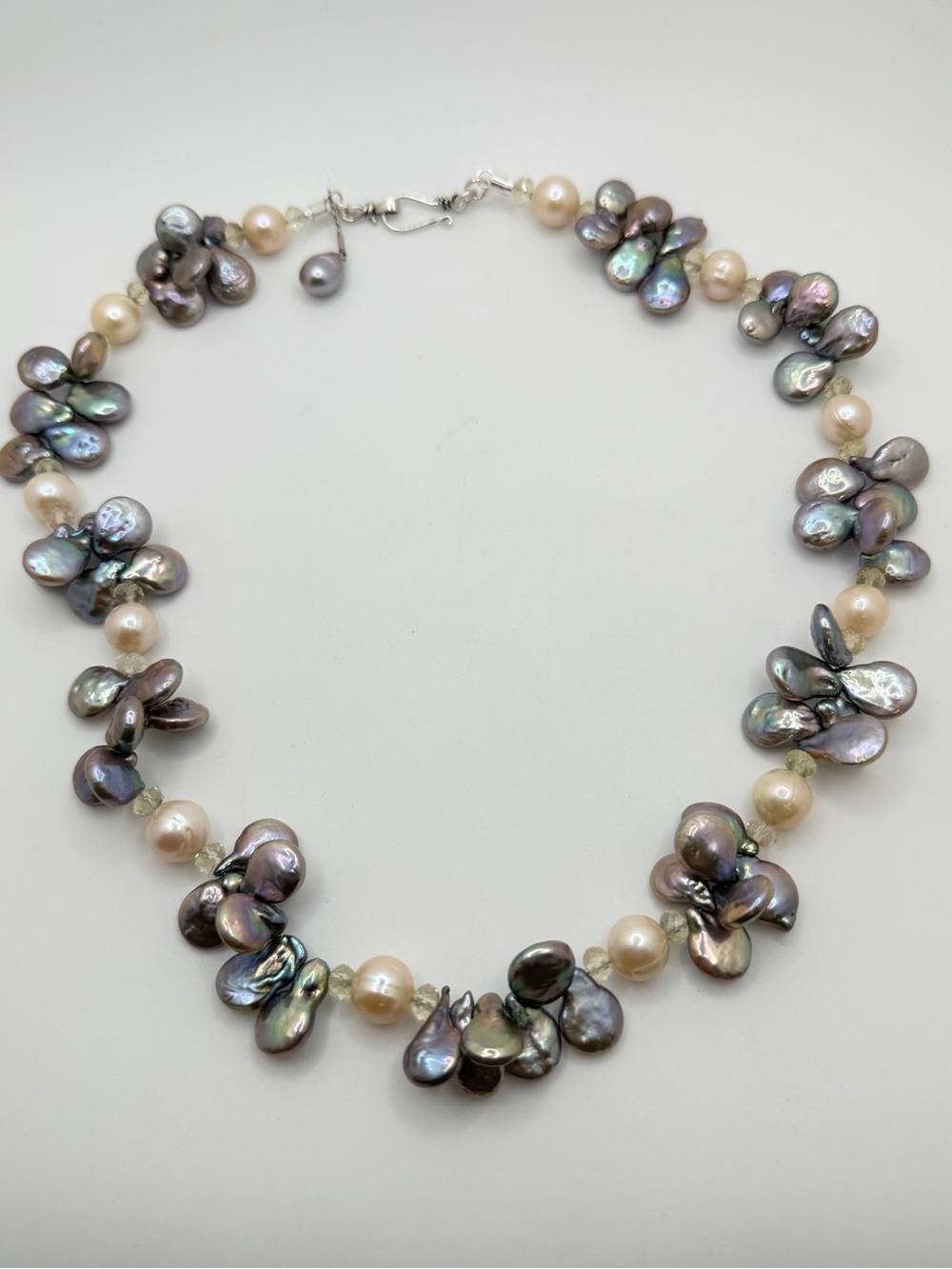 22" REVIVED All Baroque and 11mm cultured pearl w/ lemon quartz necklace in 925!
